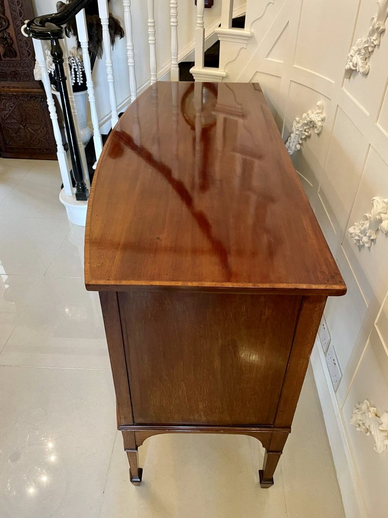 Quality Antique Edwardian Inlaid Mahogany Bow Fronted Sideboard - Image 7